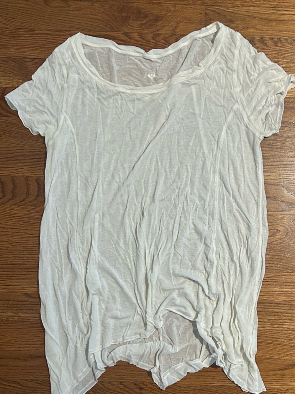 Lululemon Women's White Short Sleeve Tee, lightweight, long, soft